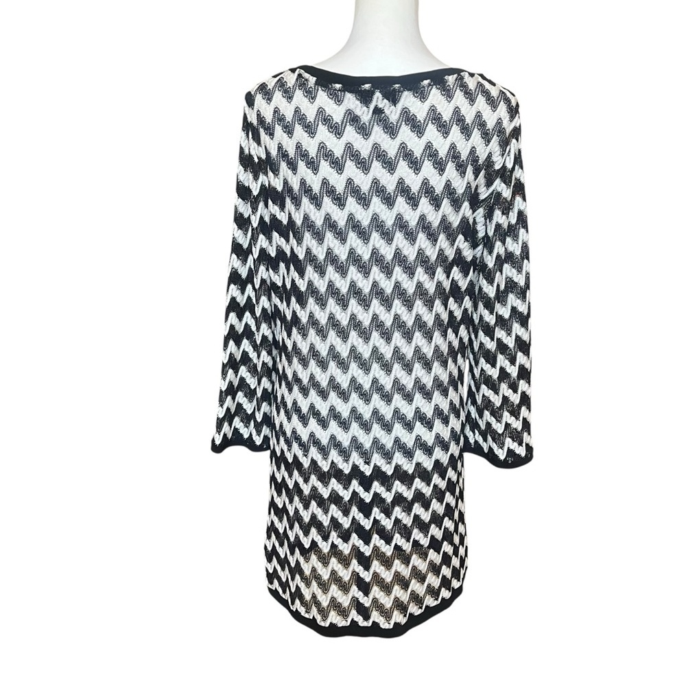 Joseph Ribkoff Swim Cover Up Size Medium Black White Chevron Mini - Picture 5 of 7